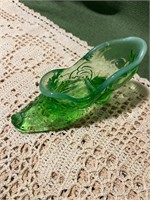 Mosser Green Glass Shoe 5 3/4”