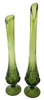 Green Swung Glass Vases