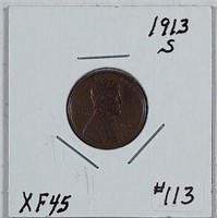 1913-S  Lincoln Cent   XF-45