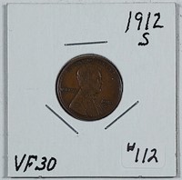 1912-S  Lincoln Cent   VF-30