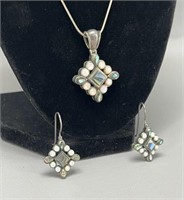 Sterling Silver Mother of Pearl necklace & earring