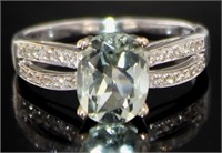 14kt Gold 1.85 ct Aquamarine & Diamond Ring