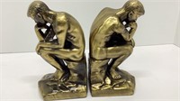 Thinking man bookends, brass