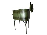 Farm Animal Planter Green Metal Pig