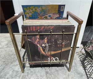 Vintage Record Rack and Records