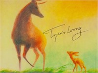 TYRUS WONG Cut Signature on Souvenir Postcard