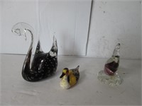 GLASS SWAN, DECOY AND MURANO  DUCK ART GLASSES