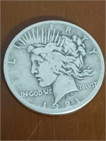 1921 SILVER PEACE DOLLAR MAGNET TESTED
