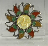 925 SILVER BROACH/PENDANT MOTHER OF PEARL SMILING