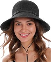 Simplicity Wide Brim Hat, Black Cotton. See