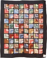 Scrappy Log Cabin, bed quilt, 105" x 88"