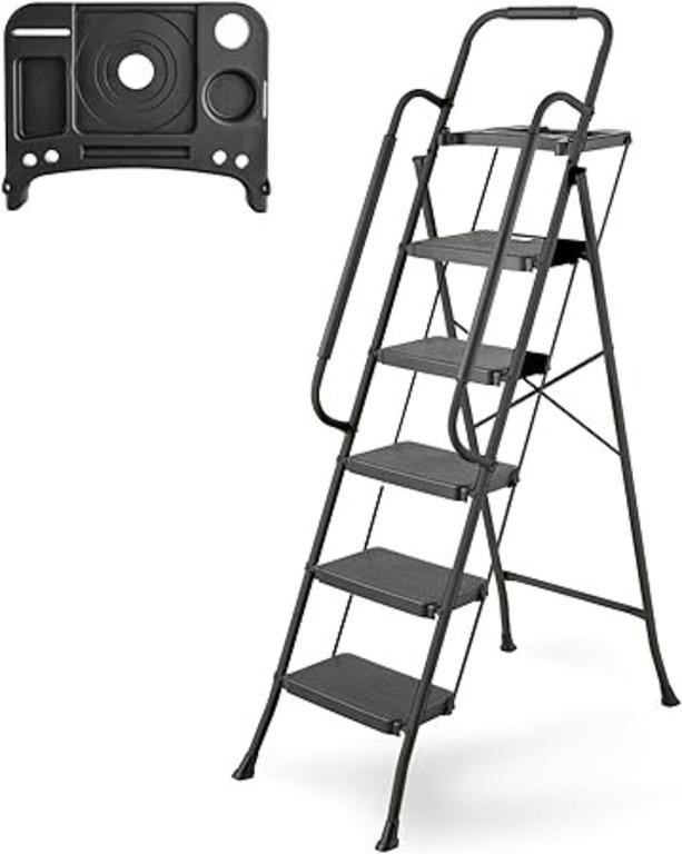 5 Step Ladder With Handrails, 330lbs Capacity
