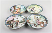 4 PC Chinese Porcelain Figure Plate Set Jingdezhen