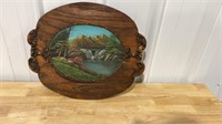 Primitive wood frame with painting