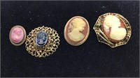 Four Very Decorative Cameos Pins M16E