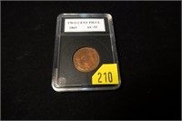 1865 U.S. 2-cent piece, slabbed AU-55