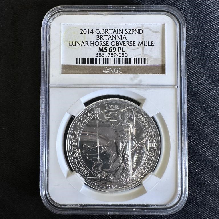 2014 G Silver Britannia - Lunar Horse NGC MS 69 PL