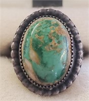 Ring, Green Turquoise, Silver, About Size 7