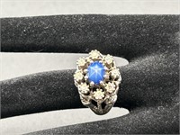 14k Gold Star Sapphire & Diamond Ring