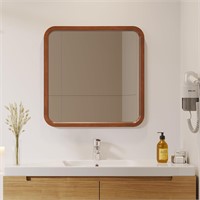 Walnut Walnut-s  24 x 24 Wood Wall Mirror