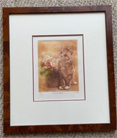 French Numbered Watercolor Kitten Painting by