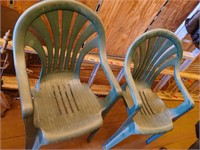 2 Green Plastic chairs