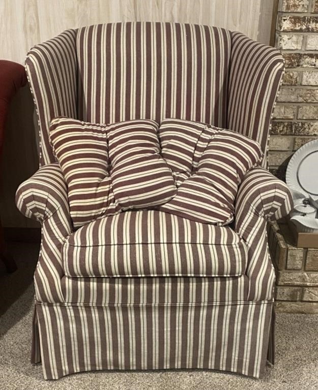 Striped Wingback Chair, 33" x 27" x 40"