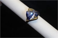 Strell 14K Gold Ring with Blue Stone