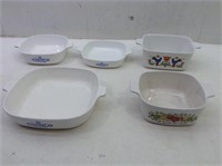 (5) pc  Corning Ware  Cookware Casserole Dishes