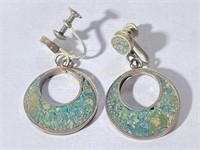 Sterling Silver & Natural Stone Hoop Earrings