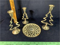 Candle Holders and Trivet