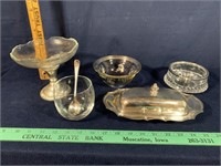 Assortment of Glass and Silver Butter Holder