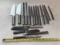 17 various stainless steel knives