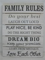 24"x 18" Wood Family Rules Sign