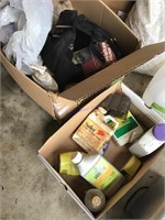 Two boxes, chemicals and waste straps