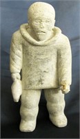 Large Inuit Grey Signed Soapstone Carving