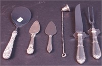 Six sterling silver serving pieces including