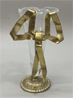Gold Coloured Bow Stand W/ Clear Flared Vase