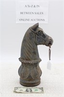 ANTIQUE CAST IRON HORSE HEAD HITCHING POST