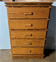 Pressed Oak Wood Chest of Drawers