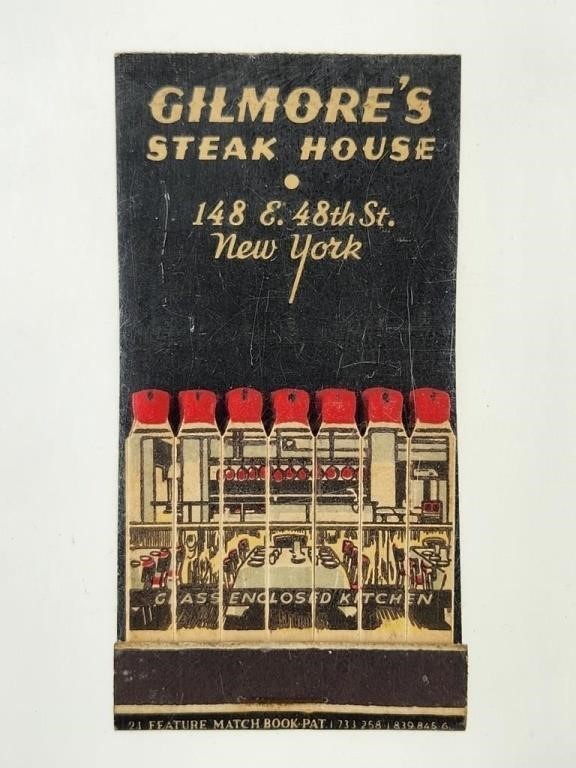 GILMORE'S STEAK HOUSE FEATURE MATCHBOOK