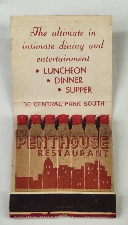 THE PENHOUSE RESTAURANT FEATURE MATCHBOOK