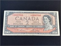 1954 Canadian $2 Note