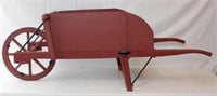 red wdn wheelbarrow w/removable sides,