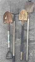 Shovels and pitchfork