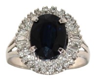 Platinum 3.65 ct Natural Sapphire & Diamond Ring