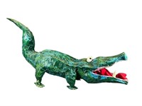 A Paper Mache Alligator. Missing Tooth & Eye