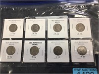 Eight Old Jefferson Nickels