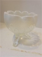 Opalescent 3 leg glass compote bowl
