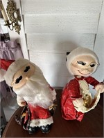 paper-mache Mr and Mrs Santa